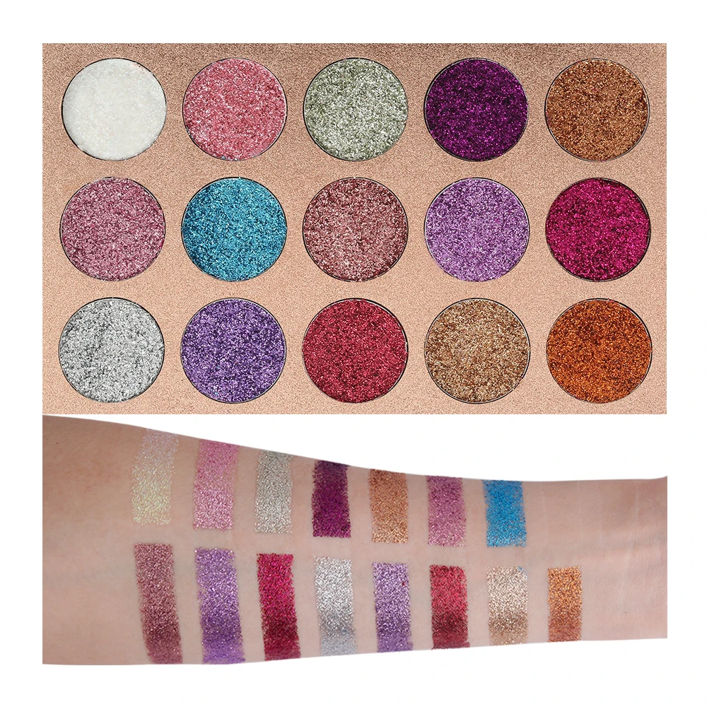 Paleta de sombras de ojos Beauty Glazed, 15 colores, brillo, tono de piel múltiple, adecuada, paleta de sombras de ojos neutras cálidas para mujeres