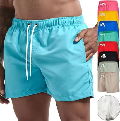 Mens Swim Trunks Quick Dry Board Shorts Bathing Suit Breathable Drawstring With Pockets Surfing Beach Summer Lightweight Swimwea