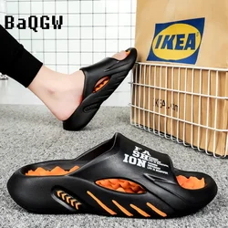Summer Men Letter Print Slippers Sides Indoor Outdoor Sandals Beach Casual Shoes Soft Sole Slides Men Flip-flops Men's Sandals
