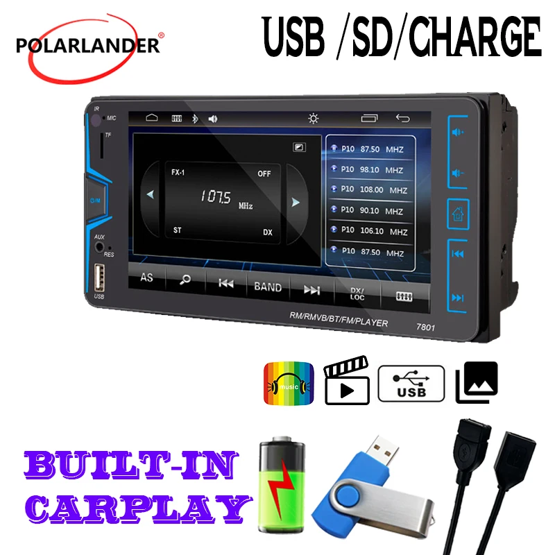 

Car Multimedia Player Bluetooth Carplay Android Auto Mirror Link Capacitive Touch Screen Rear Camera 2 DIN 7" for Toyota Corolla