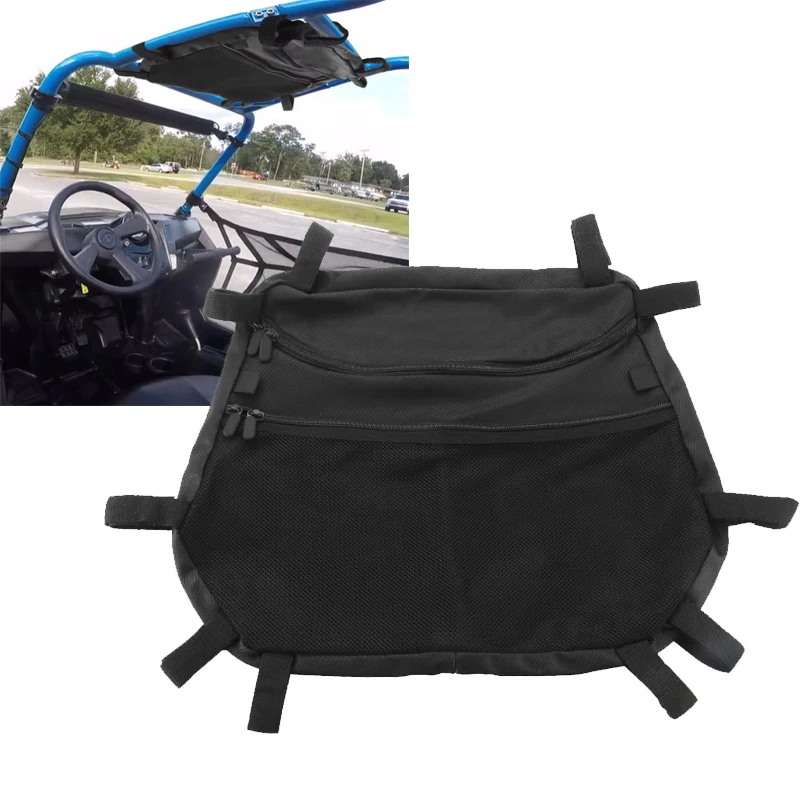 For RZR 800 S 800 2008-2014 UTV Overhead Storage Bag Mesh Pocket Nylon Roof Organizer Roll Bar Bag