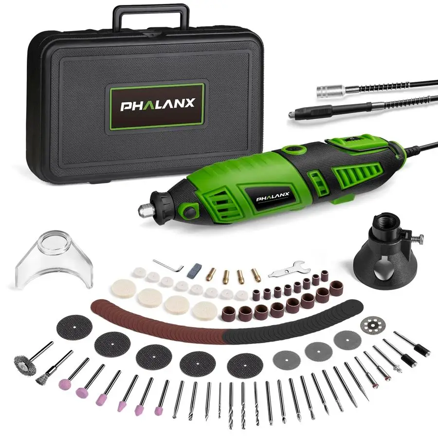 

180W Rotary Tool Kit, 1.5Amp 6 Variable Speed with Flex Shaft, 800032000RPM MultiTool 139pcs Accessories Kit, Power Multiuse Se