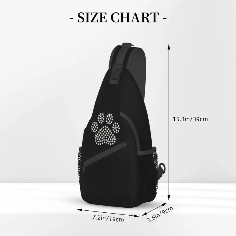 Niedliche Strass Hund Pfote Schlinge Brusttasche maßge schneiderte Kristall Diamant Schulter Cross body Rucksack für Männer reisen Tages rucksack