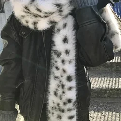 Korea Leopard Print Long Fur Scarfs Warm Plush Scarf Y2K Women Winter Padded Thickened Lengthened Faux Fur Shawl Outdoor RidingK