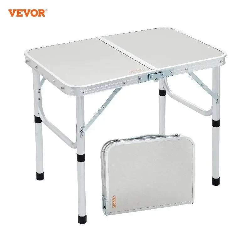 

VEVOR Outdoor Folding Table Adjustable Height Portable Compact Tables Lightweight Aluminum Picnic Table For Beach/Garden/Camping