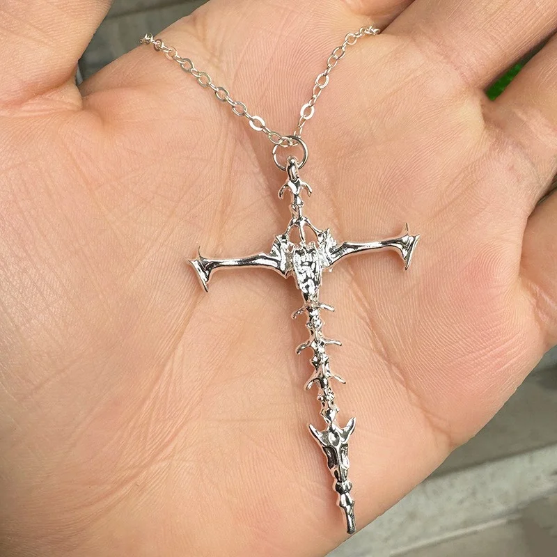 2023 Gothic Punk Kreuz Anhänger Halskette für Frauen Männer Vintage Unisex Silber Schwarz Hip-Hop Kette Mode Schmuck Zubehör geschenk