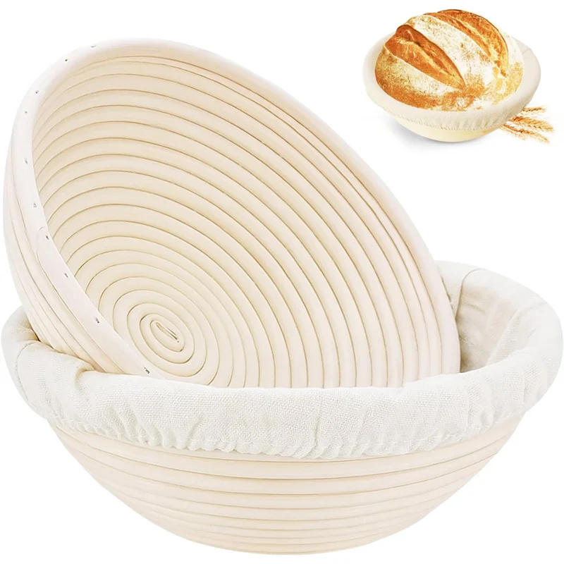 Bread Protection Basket, Dough Protection Basket Round Handmade Rattan Basket, Handmade Bread Making Kit 23X8cm-ABQU