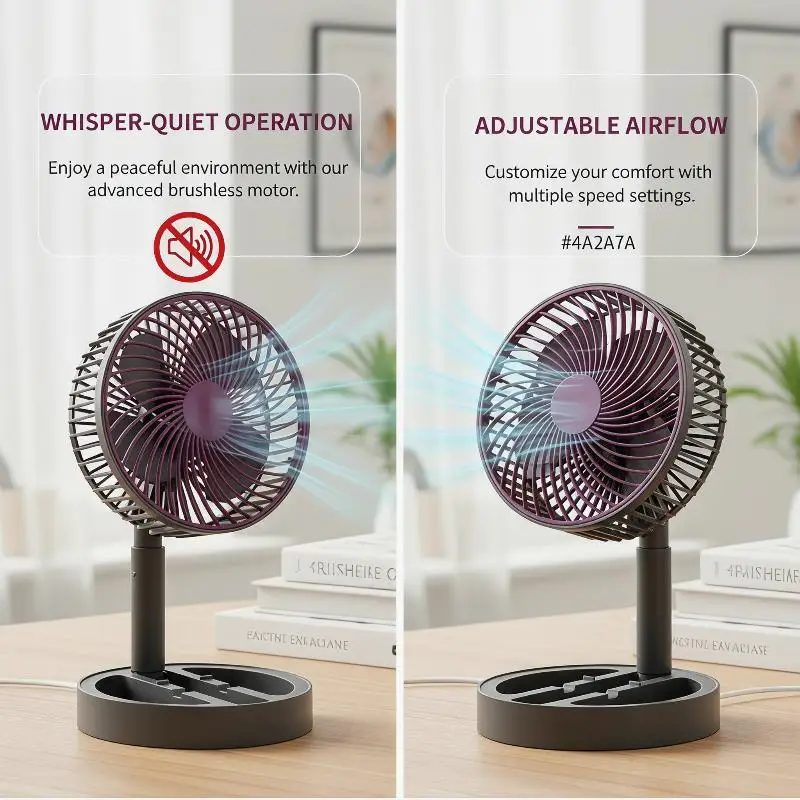 Indoor USB Foldable Air Circulator Fan Ideal for Compact Spaces Quiet and Efficient Cooling
