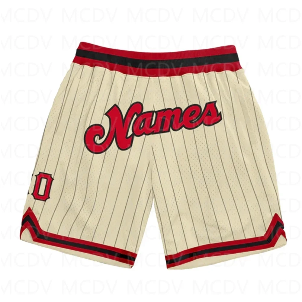 Custom  Royal Pinstripe Royal-Red Authentic Basketball Shorts  3D All Over Printed Men\'s Shorts Quick Drying Beach Shorts