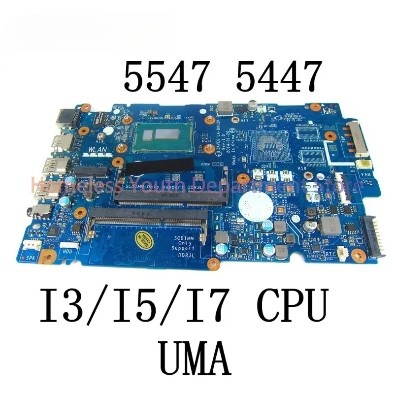 For Dell Inspiron 5547 5447 Laptop Motherboard with I3-4005U/I5-4210U/I7-4510U CPU LA-B012P Mainboard