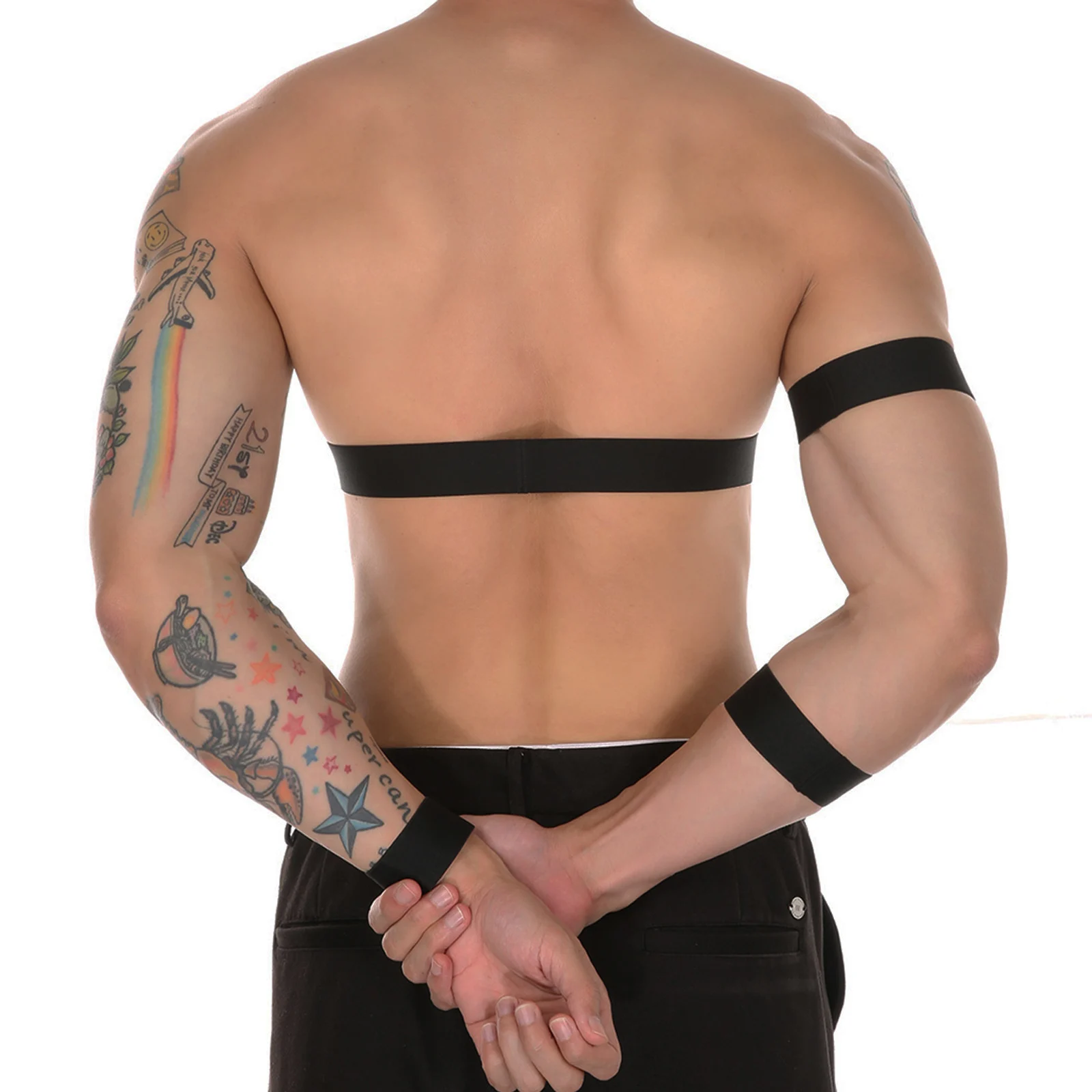 เร้าอารมณ์ Body Harness Man Bondage ชุดชั้นในเซ็กซี่ชายสายรัดยืดหยุ่นเครื่องราง Rave เครื่องแต่งกาย