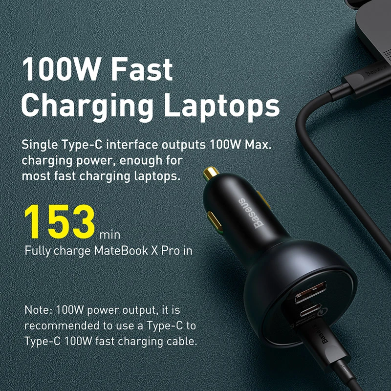 Baseus 160W Car Charger QC 5.0 Quick Charge With USB Dual Type C For IPhone 15 14 13 12 Pro Laptops Tablets Car Phone Charger