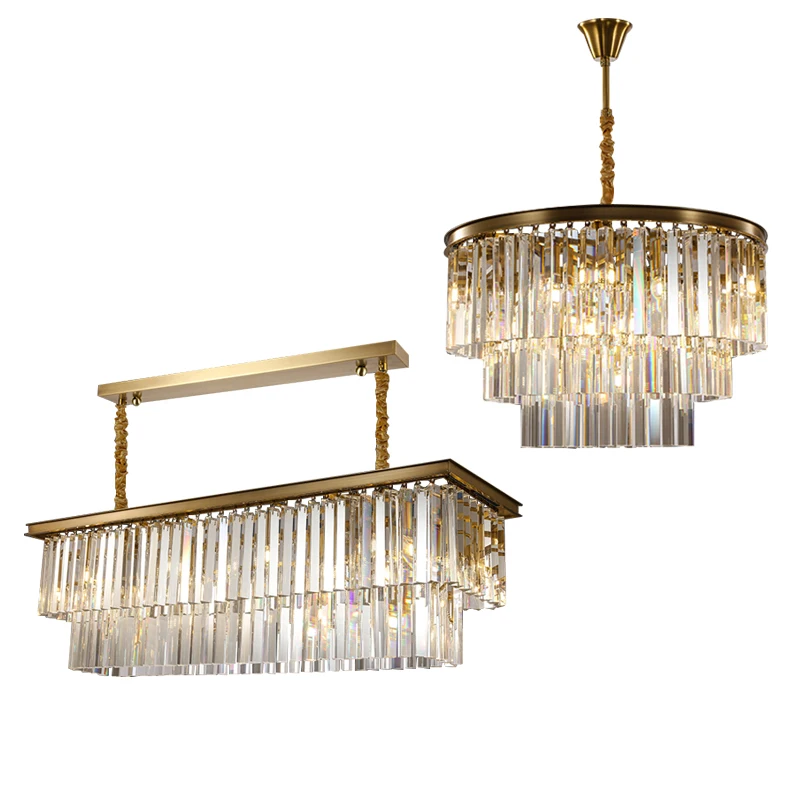 

Светодиодный высококачественный бронзовый потолочный подвесной светильник с хрустальными абажурами K9, роскошный подвесной светильник для украшения комнаты для дуплекса обеденного стола