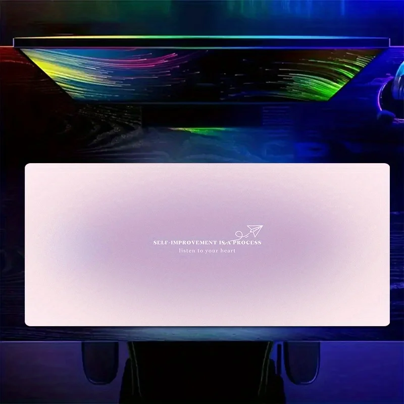 Gaming Desk Mat - Gradient Letter Large Mouse Pad Dopamine