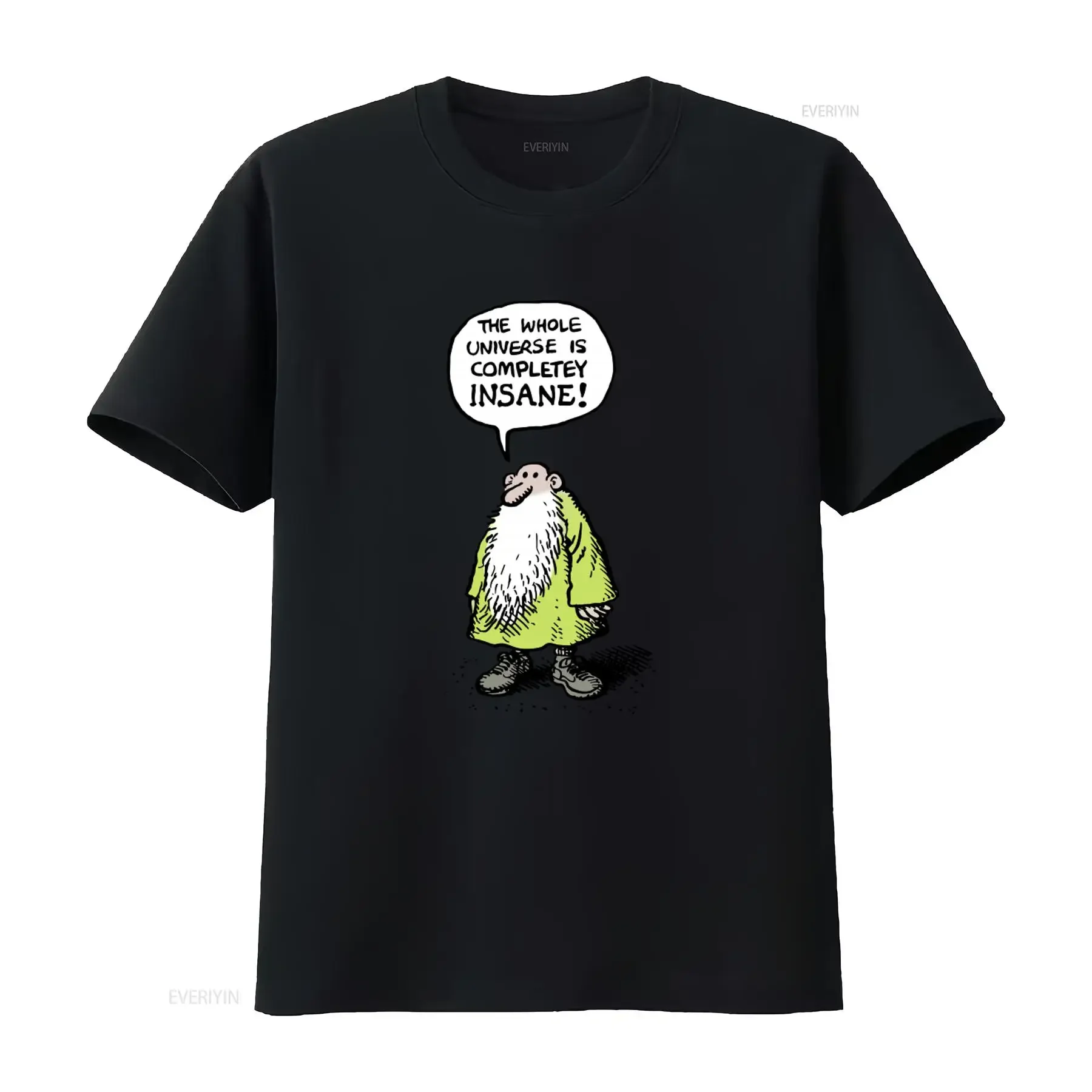 Men's Retro Mr Natural the Whole Universe is Insane Robert Crumb R Comics T Shirt vintage Washed Top For Everyday Wear