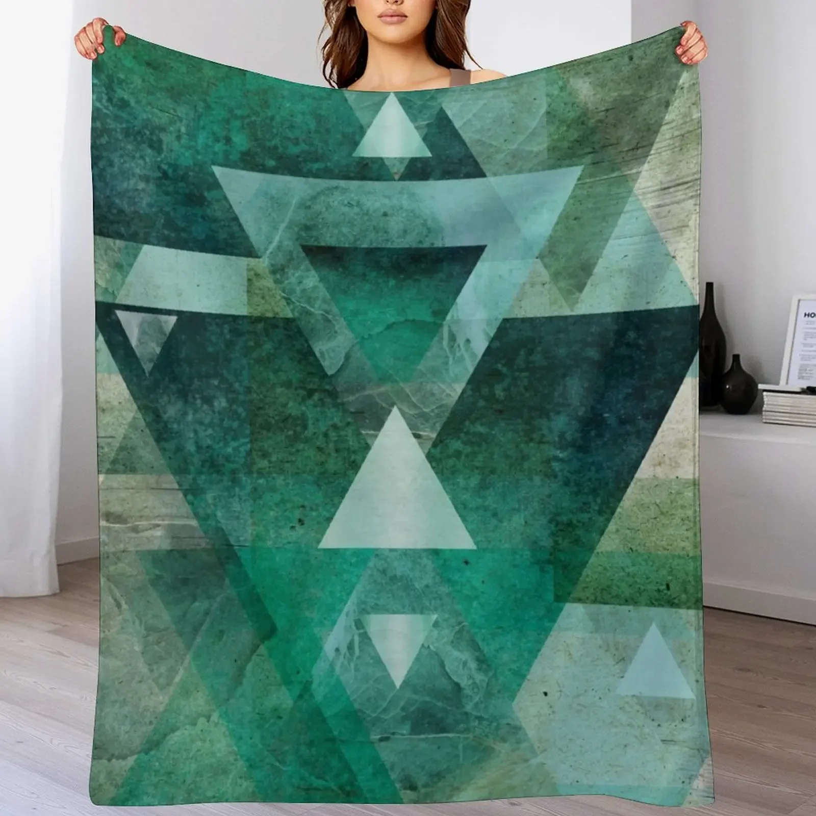 

New Green Geometric Throw Blanket Blankets For Baby Bed Fashionable warm for winter Flannels Blankets