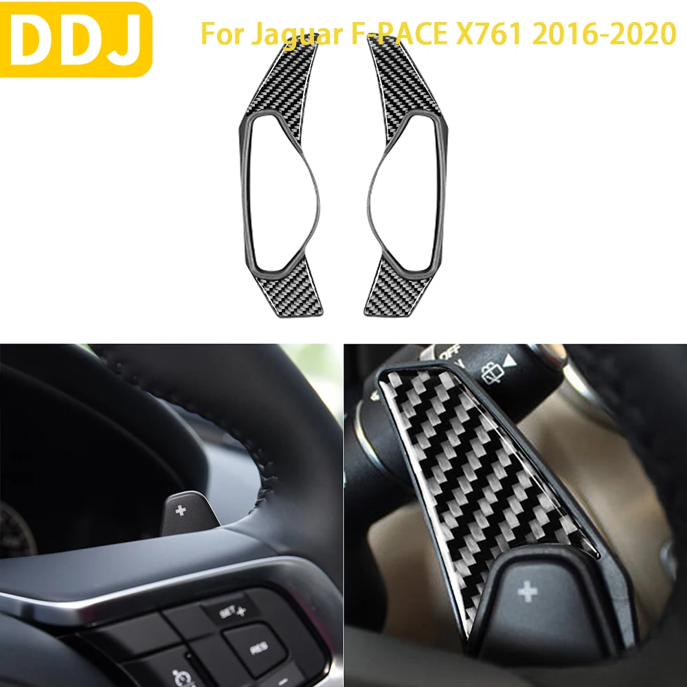 

For Jaguar F-PACE 2016 2017 2018 2019 2020 Accessories Interior Carbon Fiber Steering Wheel Paddle Shifter Shift Extension