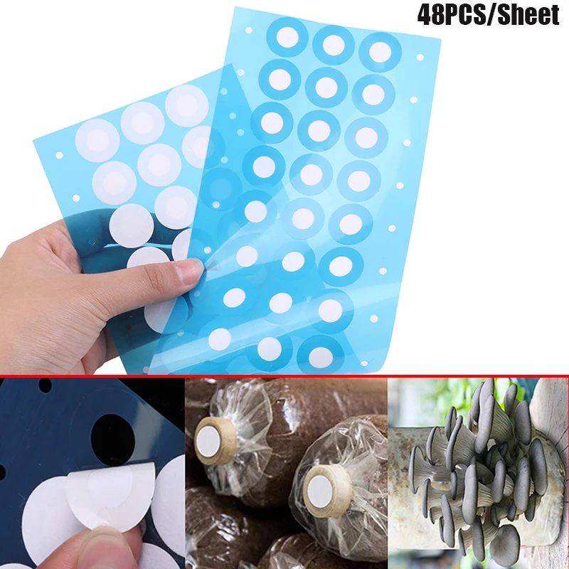 48PCS/Sheet 20mm Synthetic Sterile Mesh Filter Paper Stickers Hydrophobic Breathable Membrane For Mushroom Cultivation Wide Mout