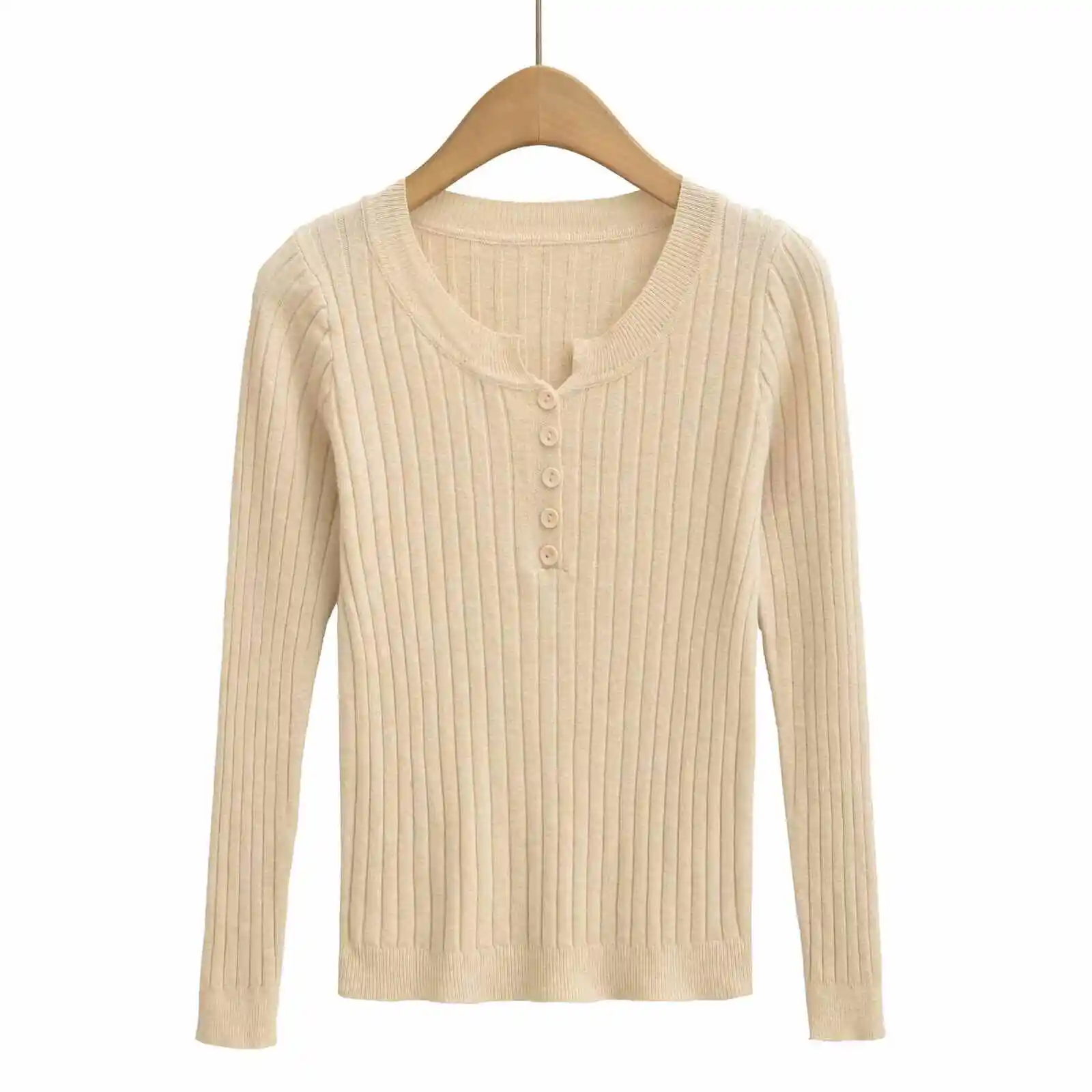 2026 Korean Sexy O-Neck Women Pullover Solid Color Long Sleeve Knit Sweater Women Unique Design Slim Fit Versatile Basic Top