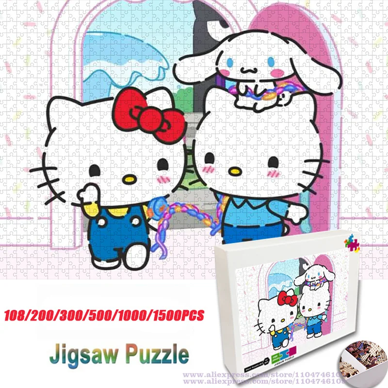 

Sanrio Hello Kitty Puzzle Jigsaw 108/200/300/500/1000/1500Pcs Kawaii Cinnamoroll Jigsaw Intelligence Puzzles for Kids & Adults