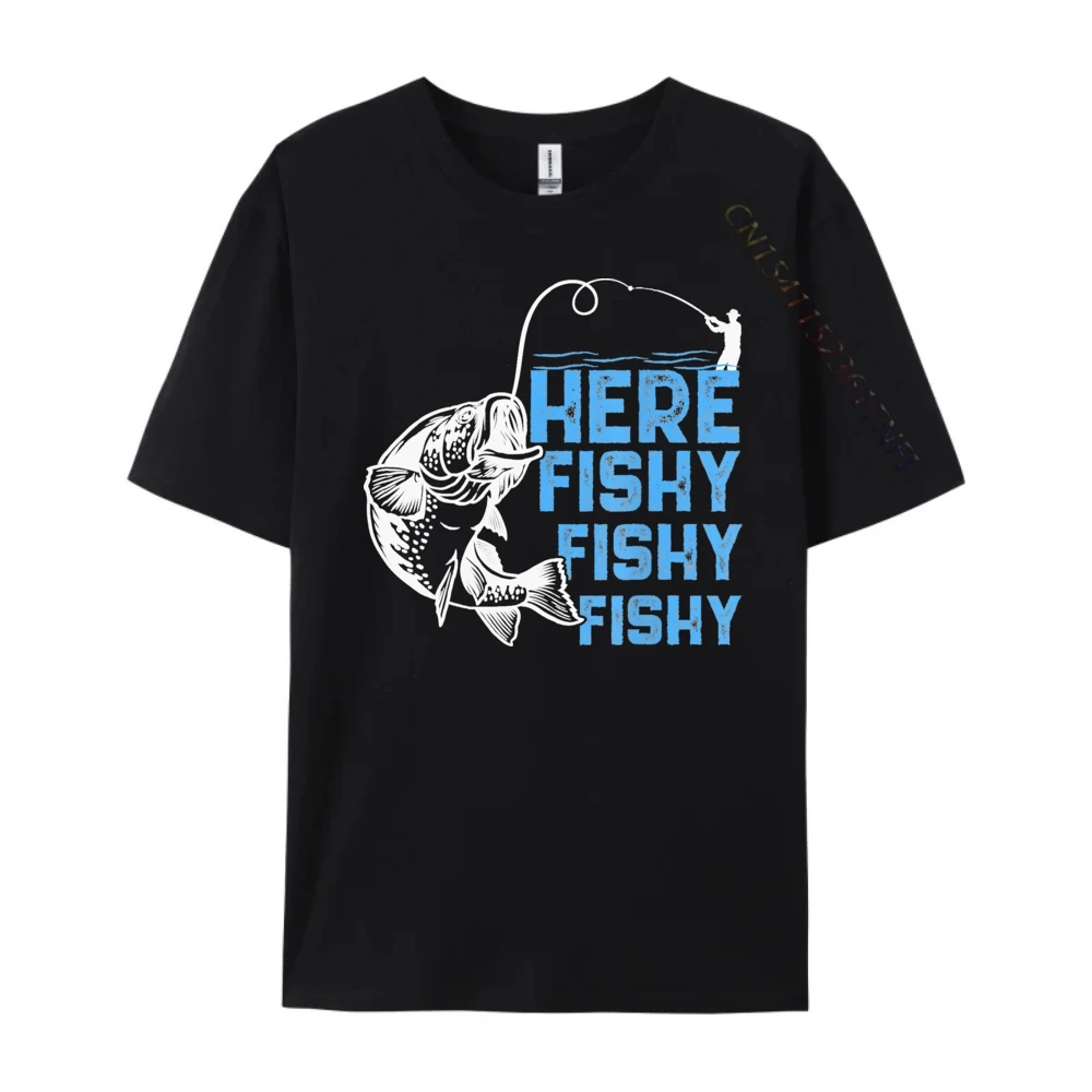 Here Fishy Funny Fishkeeping Aquarist Graphic Men's T-Shirts Mens Designer Clothes Printed On