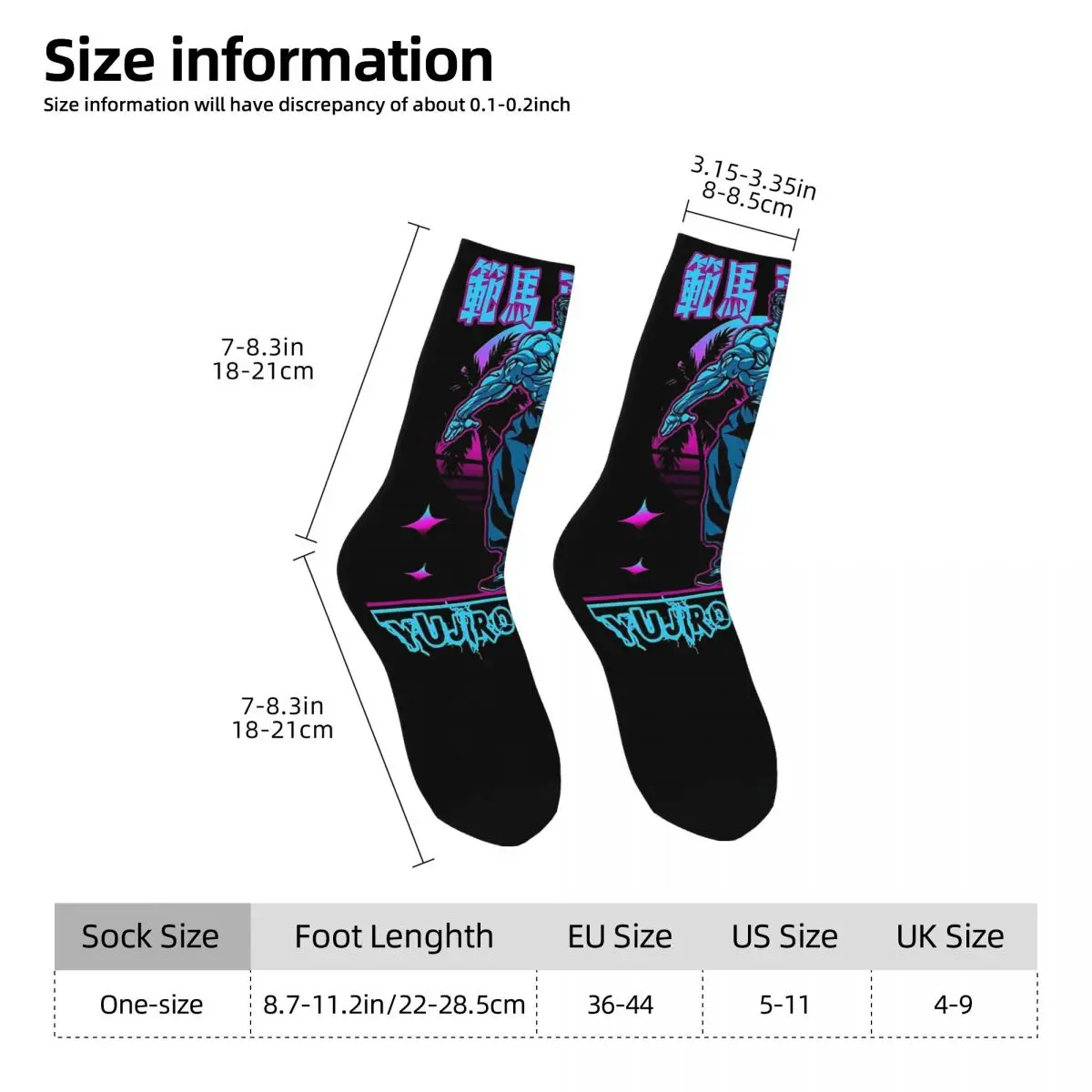 3D printing cosy Unisex Socks,Outdoor Baki Hanma The Grappler Interesting Four Seasons Socks