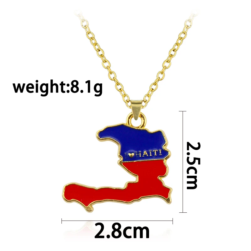 Fashion Haiti Map Falg City Pendant Necklace Gold Color Alloy Necklace Men Women Country Map Jewerly Repiblik Ayiti Gift