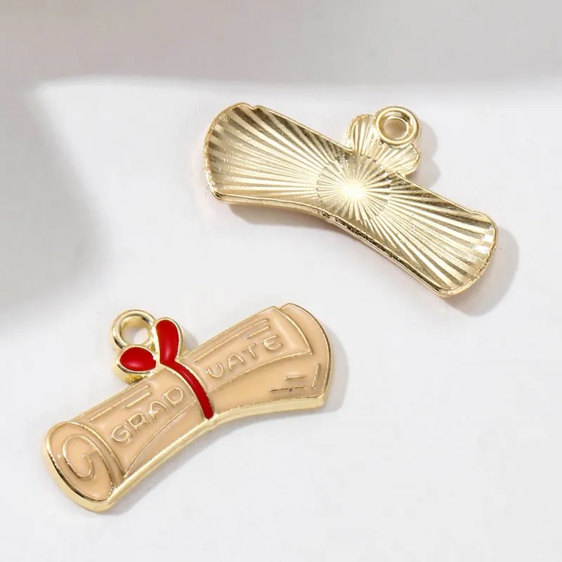 10pcs New Fashion Graduation Ceremony Enamel Charms Happy graduation Pendants For Making Handmade DIY Jewelry Accessories