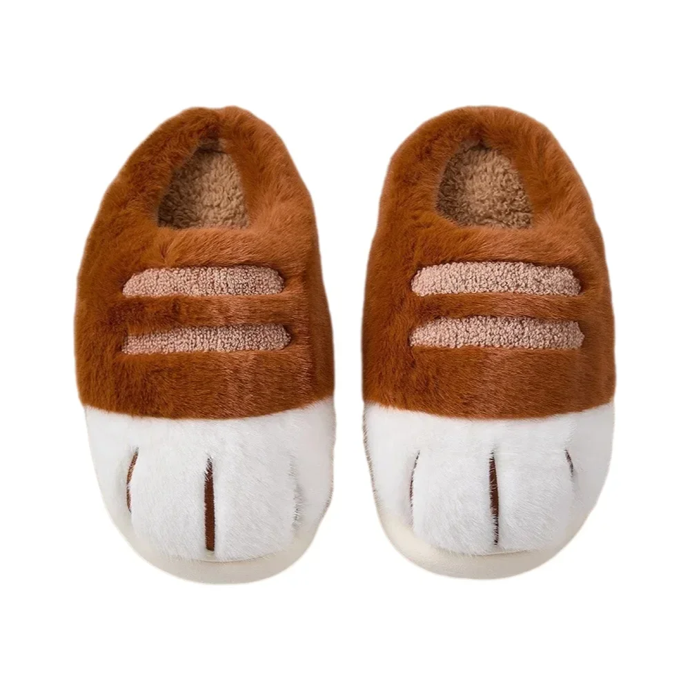 

24H fast ship cat paw slippers men's warm fluffy scuff shoes home fur slides man funny kitty finger slipper slip on house shoe