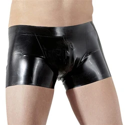 New Sexy PU Leather Zipper Crotch Male Underwear Lingerie Plus Size 2XL Calvin Gay Men Boxer Shorts Vinyl Panties Boxer