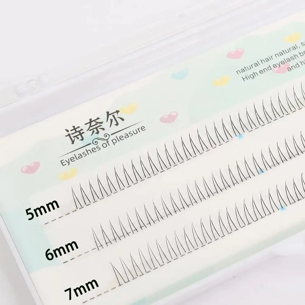 자연스러운 투명 줄기 아래쪽 인조 속눈썹 V자형 5/6/7mm 접착식 가짜 속눈썹 DIY 아이 메이크업 도구 여성용