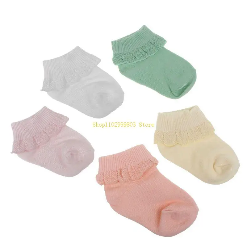 5 أزواج من جوارب الأطفال 0-1 سنة، جوارب صيفية للأطفال بلون واحد، جوارب لطيفة لحديثي الولادة J0MF