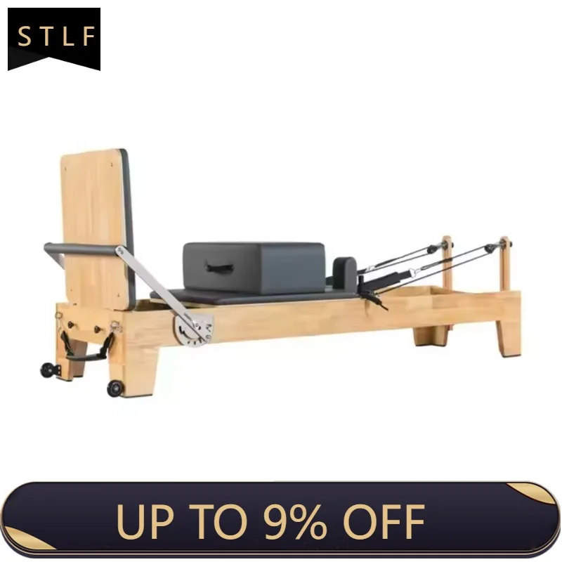 

YTYIN Complete 5-Pc Gym Set: Wood Pilates Reformer & Training Bed for Fitness Studio