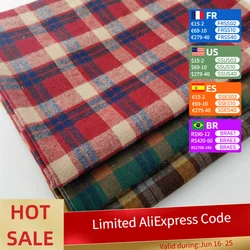1m/2m/3m Poly-Cotton Plaid Shirt Fabric - Sanded Yarn Dyed Cloth for Women's & Kids' DIY Handmade Sewing Clothing