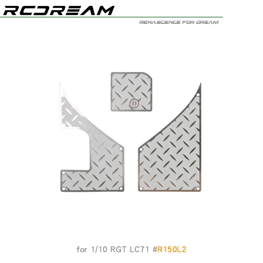 스테인레스 스틸 테일 사이드 스커트 및 연료 탱크 장식 시트 1/10 RC 크롤러 자동차 RGT LC71 EX86020 랜드 크루즈 업그레이드 부품
