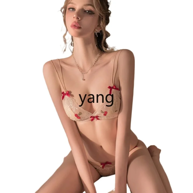 

Yjq French underwear set, thin summer gathering, small breasts and large steel ring bra.