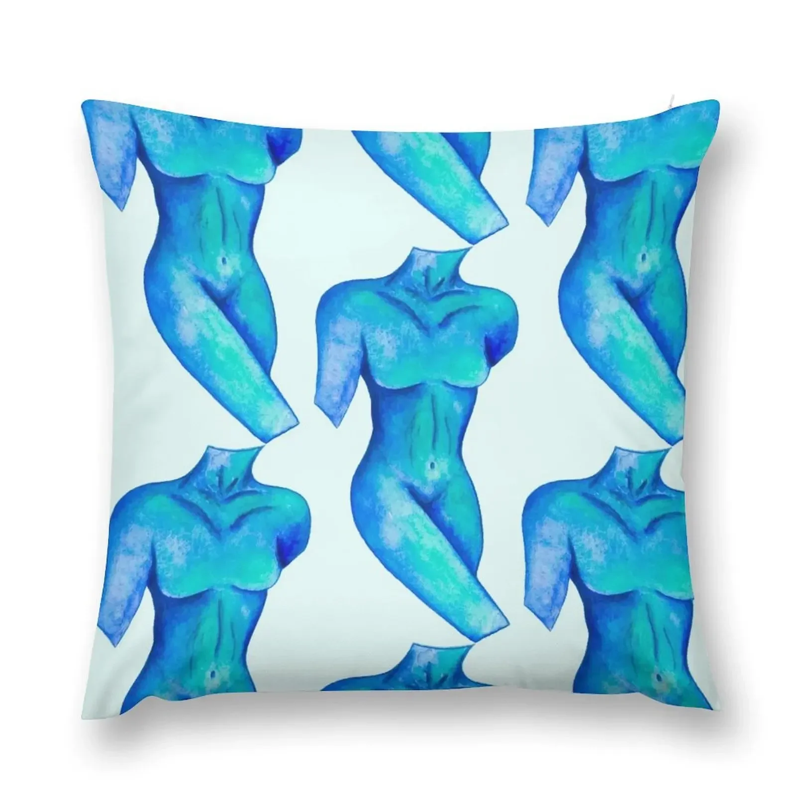 

Bright blue body art in watercolour Throw Pillow Luxury Sofa Cushions Couch Cushions pillow