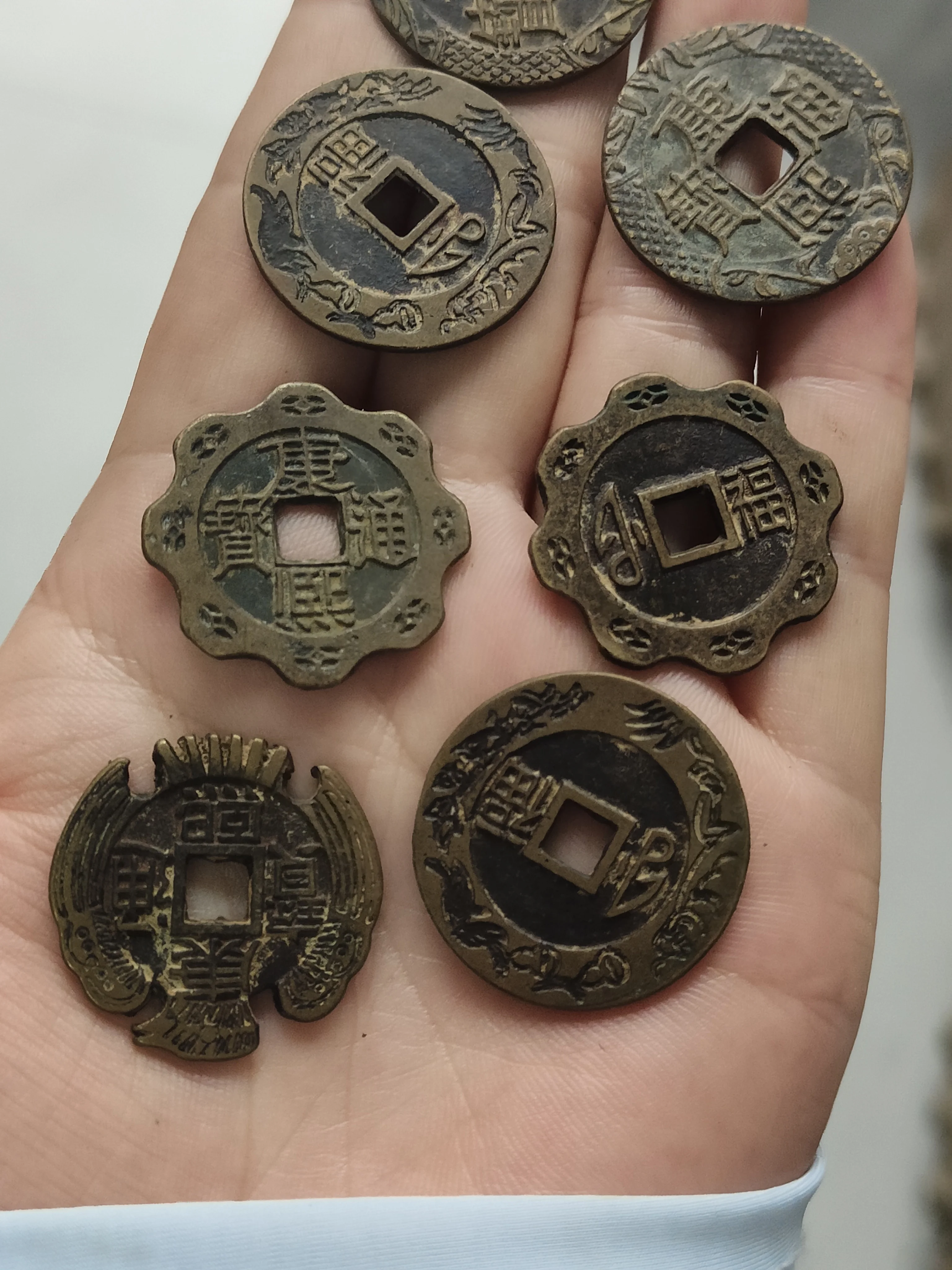 Rare lace Kangxi Tongbao Beifu ancient coins Qing Wudi money wrapped copper collection decorative coins China