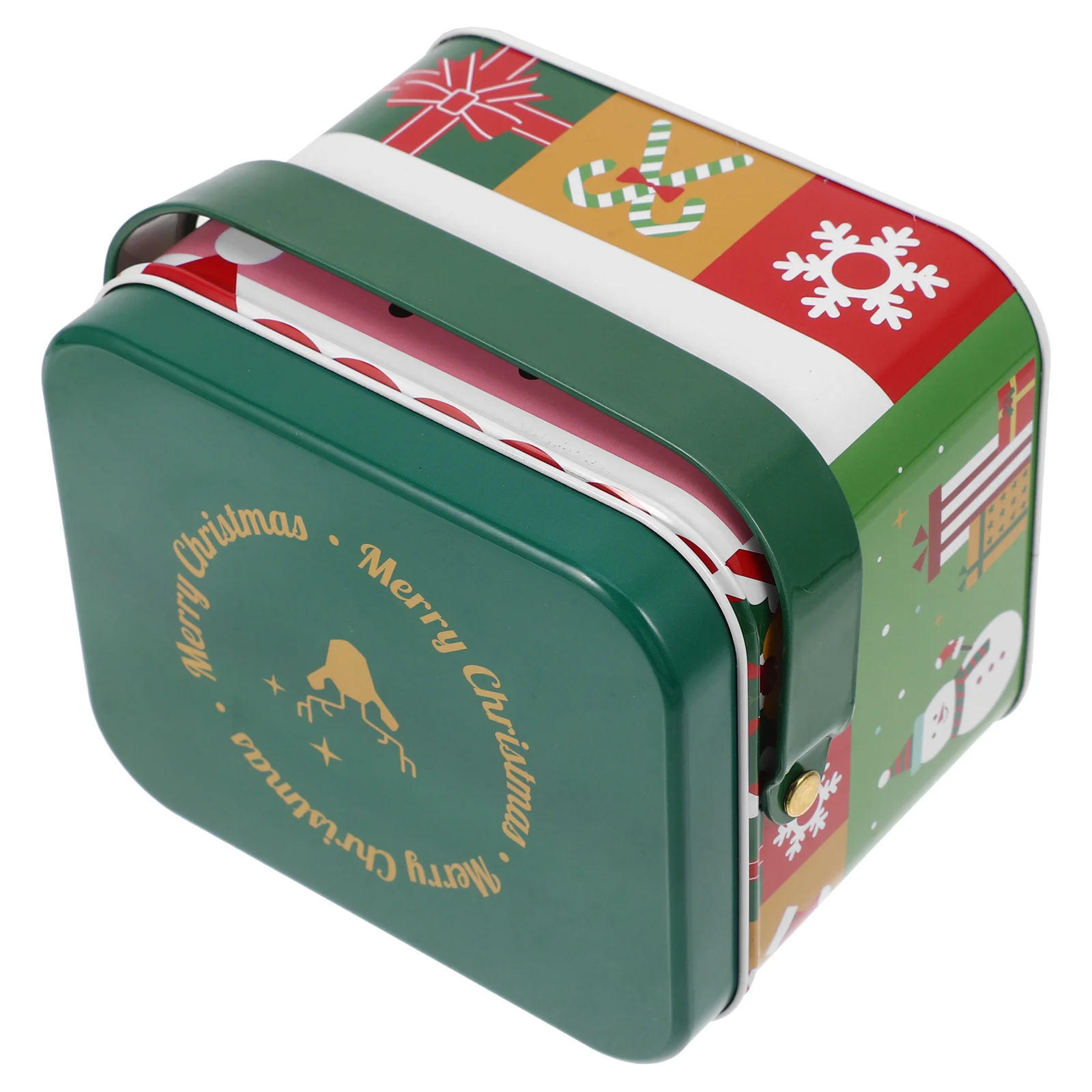 

Christmas Tin Cookie Snack Jar Metal Biscuit Container Decorative Tinplate Box Candy Snack Canister Cookie Storage Box Holiday