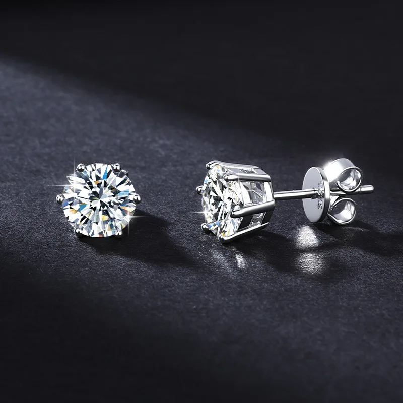 

6 Claw 0.5-4CT Moissanite Stud Earrings for Women Original 925 Sterling Silver Lady's Moissanite Earring New 2025