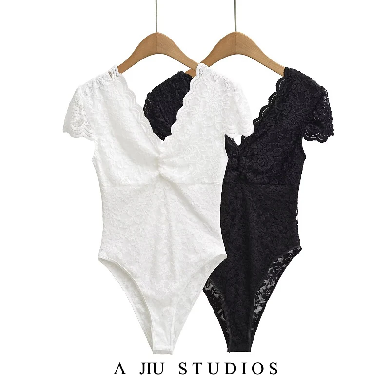 

Сексуальное кружевное боди, женское облегающее боди с высокой талией и v-образным вырезом, цельный костюм, брюки для поездок на работу, другая ткань