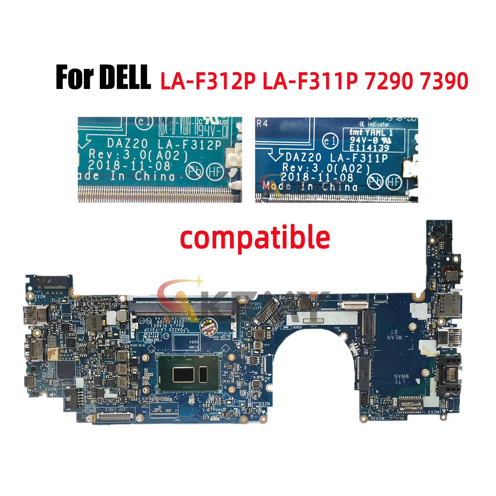 Notebook Mainboard For Dell Latitude 7290 7390 LA-F311P LA-F312P with I5-8350U I7-8650U CPU 0MXW44 0T46Y8 0N1RRT Tested OK view 2