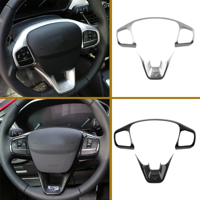 for Ford Fiesta MK8 2017 2018 2019 2020 2021 for Ford Focus 2019-2022 Car Steering Wheel Trim Control Button Frame Cover