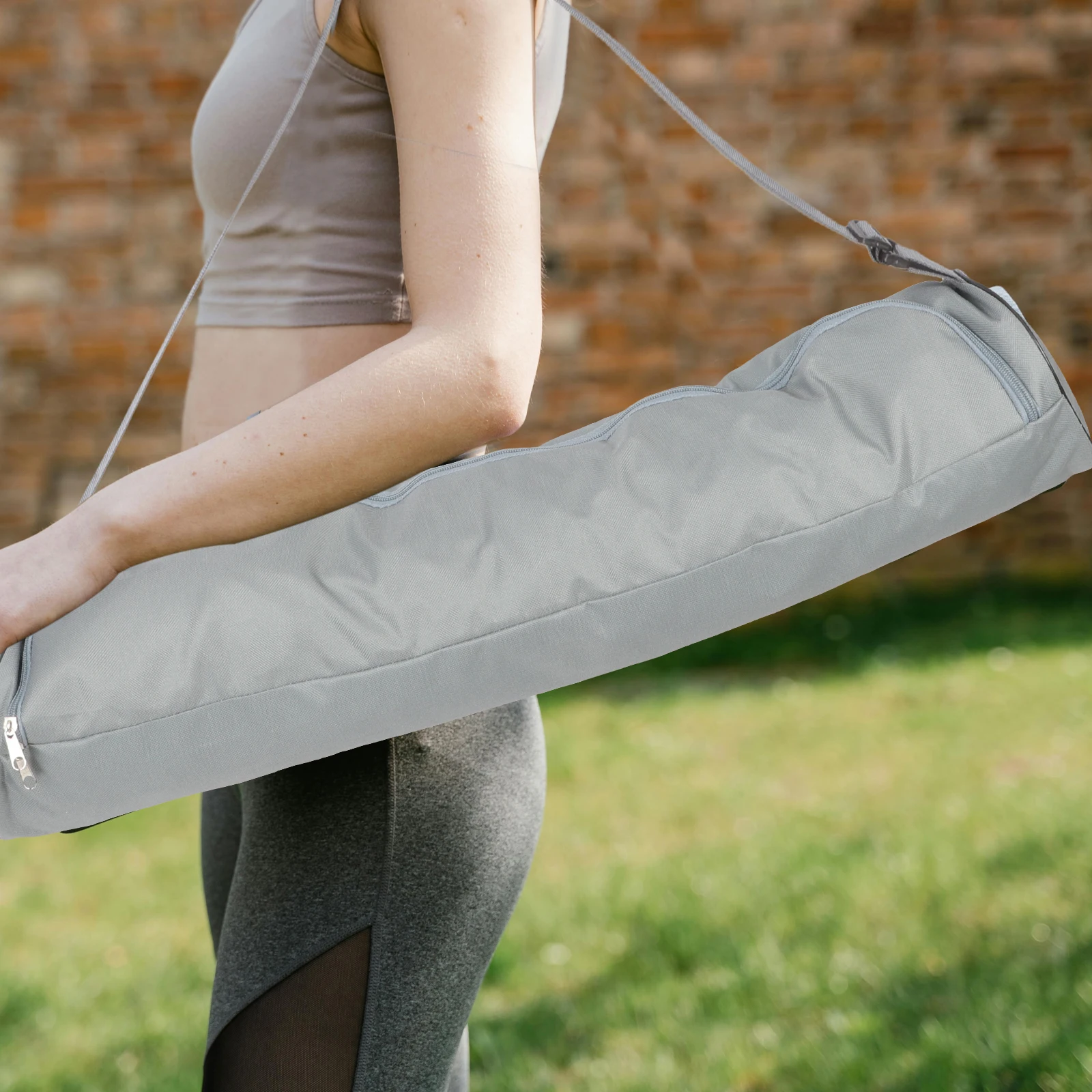 

Large Capacity Yoga Mat Backpack Light Grey Waterproof Fitness Bag for Gym Travel Holds Mat Towels Accessories