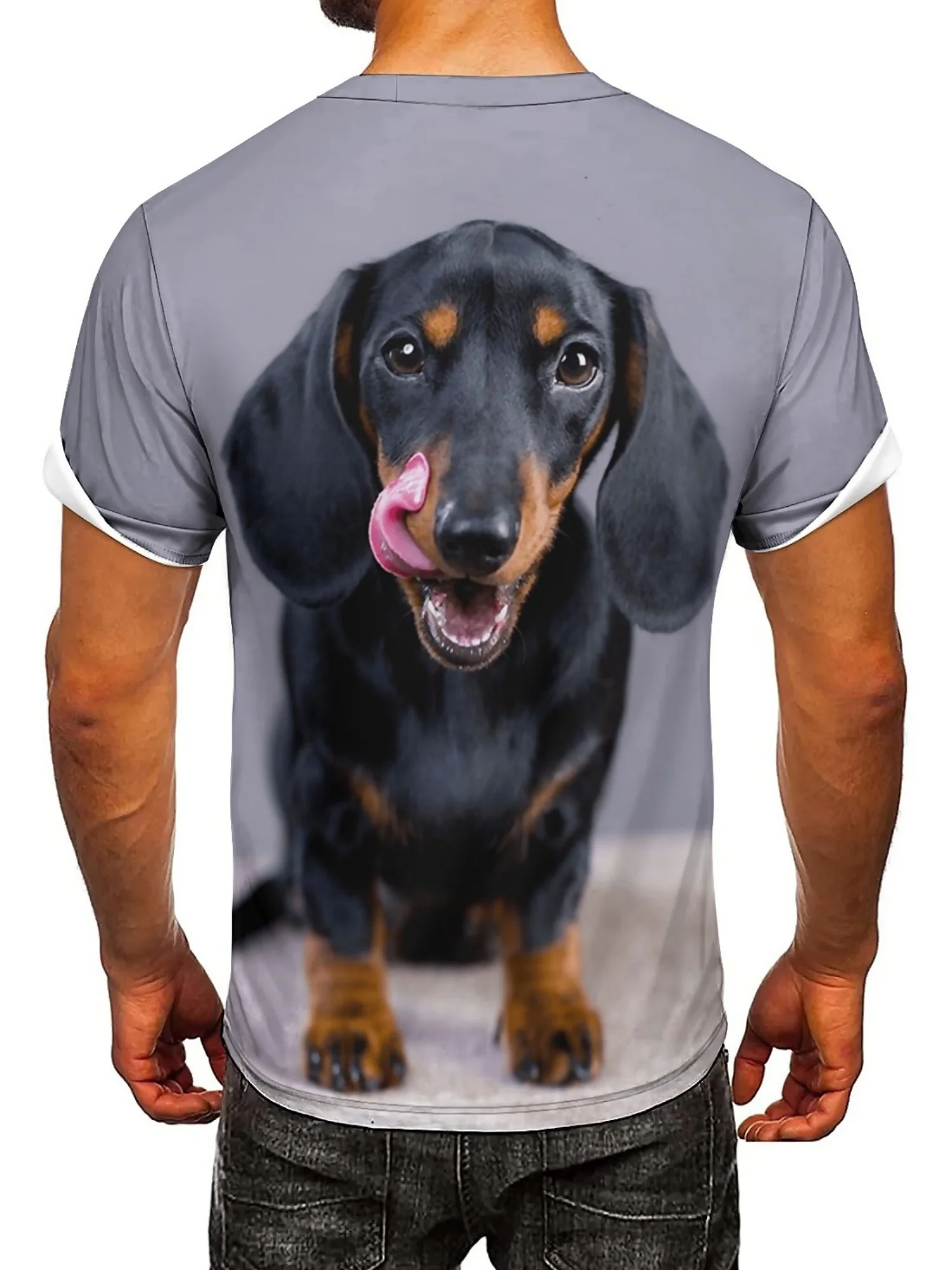 Men's Summer Fun 3D Dachshund Print T-Shirt | Cool Hip-Hop Style | Breathable & Comfortable Polyester Fabric
