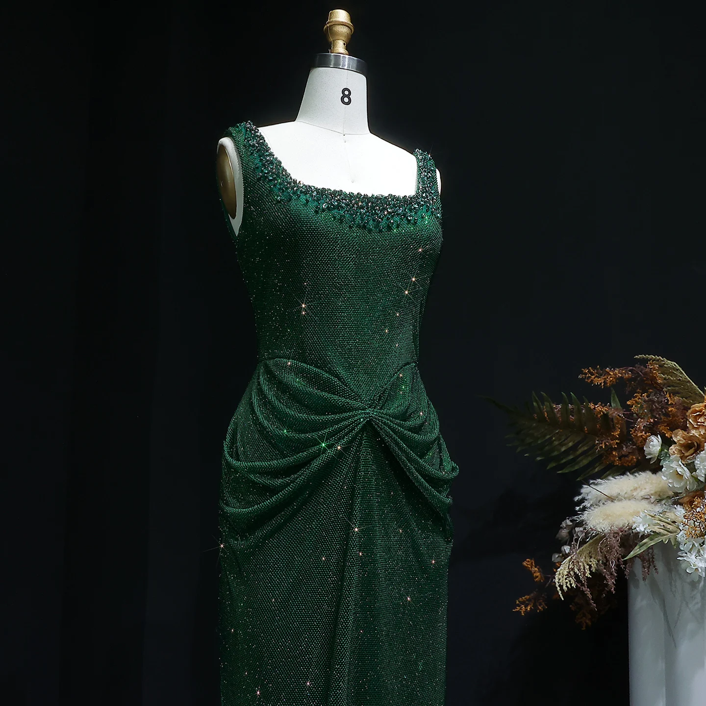 Sharon Said Arabisches Dubai Luxus Weinrotes Meerjungfrauenkleid mit Quadratischem Ausschnitt Saudi-Arabien Formelles Abendkleid für Abschlussball und Partys SS655 Maßanfertigung – Detail 11
