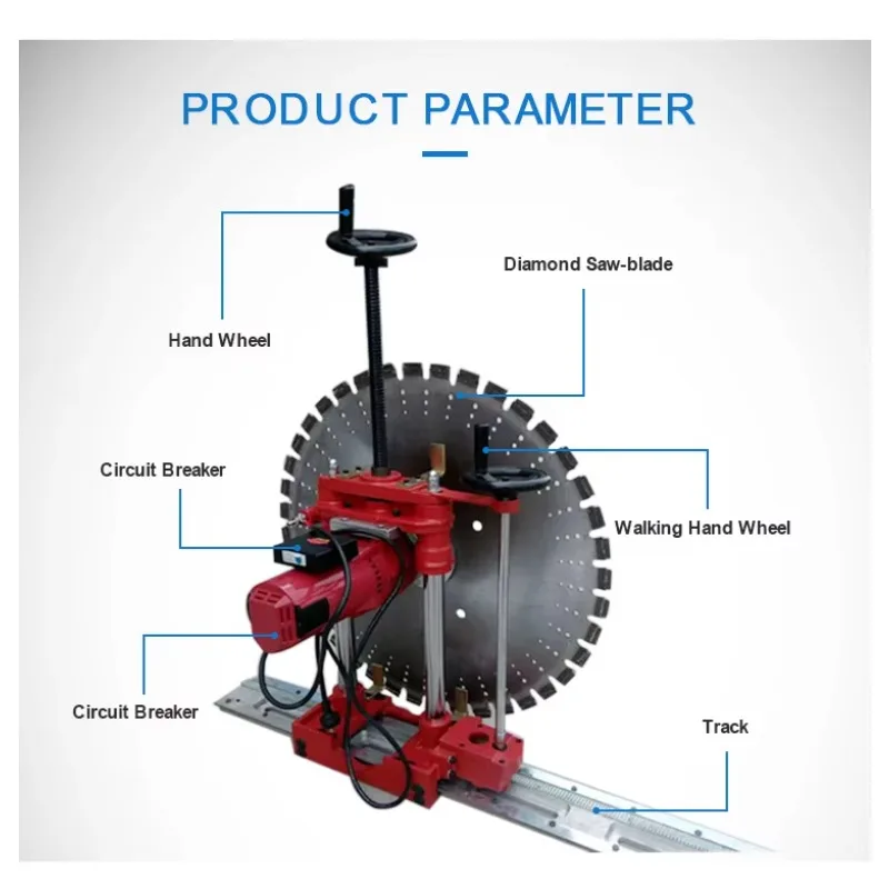 Customized Electric Manual Concrete Wall Cutting Machine Track Saw Pavement Use Hydraulic Wall Saw Machine