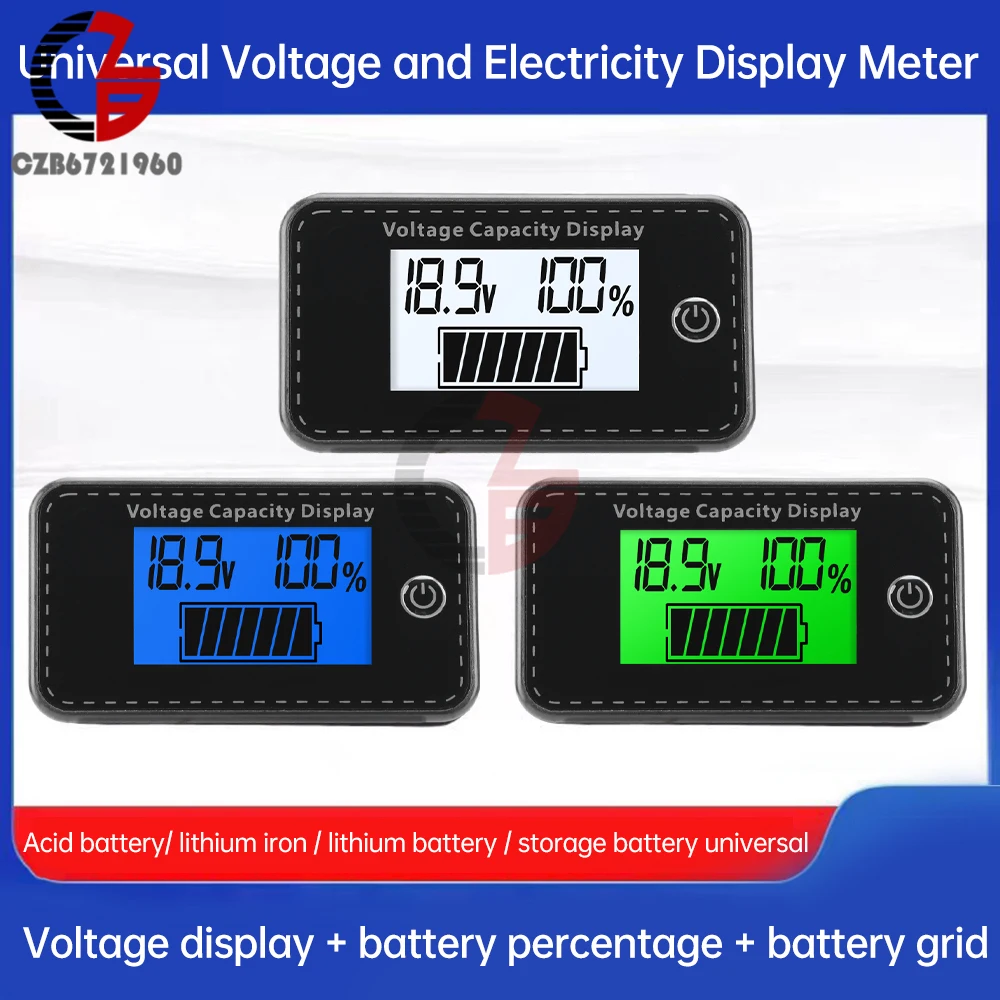 DC 5-100V Battery Capacity Indicator LCD Display Lead Acid Lithium LiFePO4 Car Motorcycle Voltmeter Universal Battery Tester