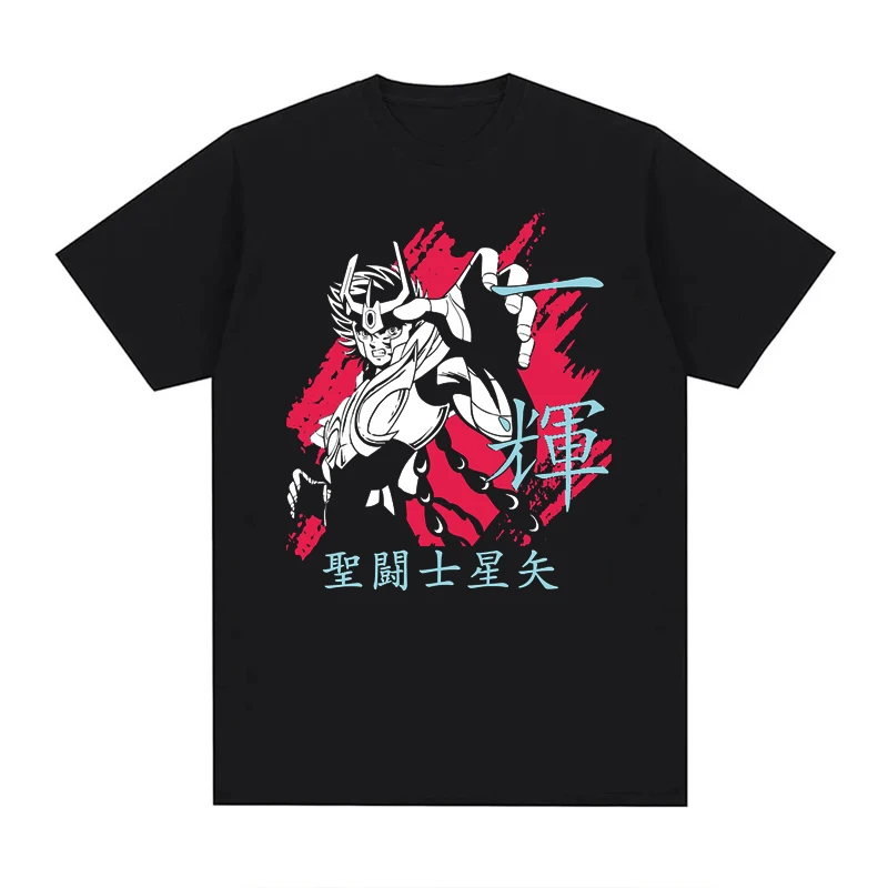 Anime Saint Seiya T Shirt Men Women  Washed Seiya  Graphic Print 100% Cotton Summer Unisex Tops EU Size  Retro Short Sleeve Tees