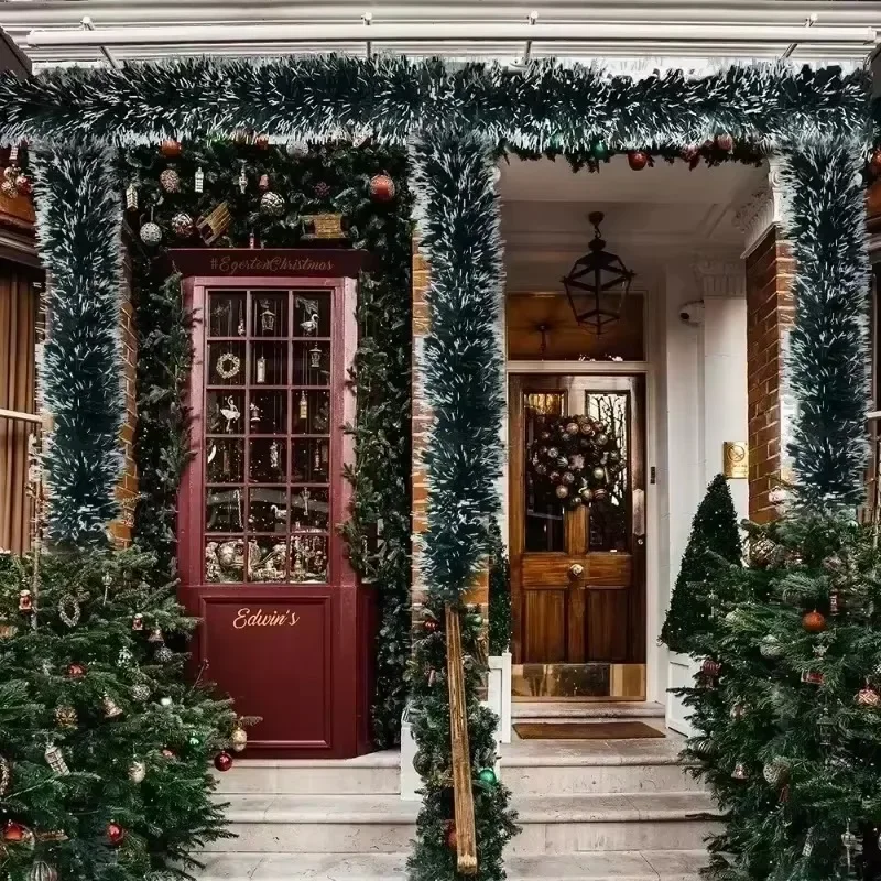 Christmas Tinsel Ribbons Green Cane Ribbon Garland Xmas Tree Hanging Pendent Xmas Ribbons Wreath Ornaments Party Home Decoration